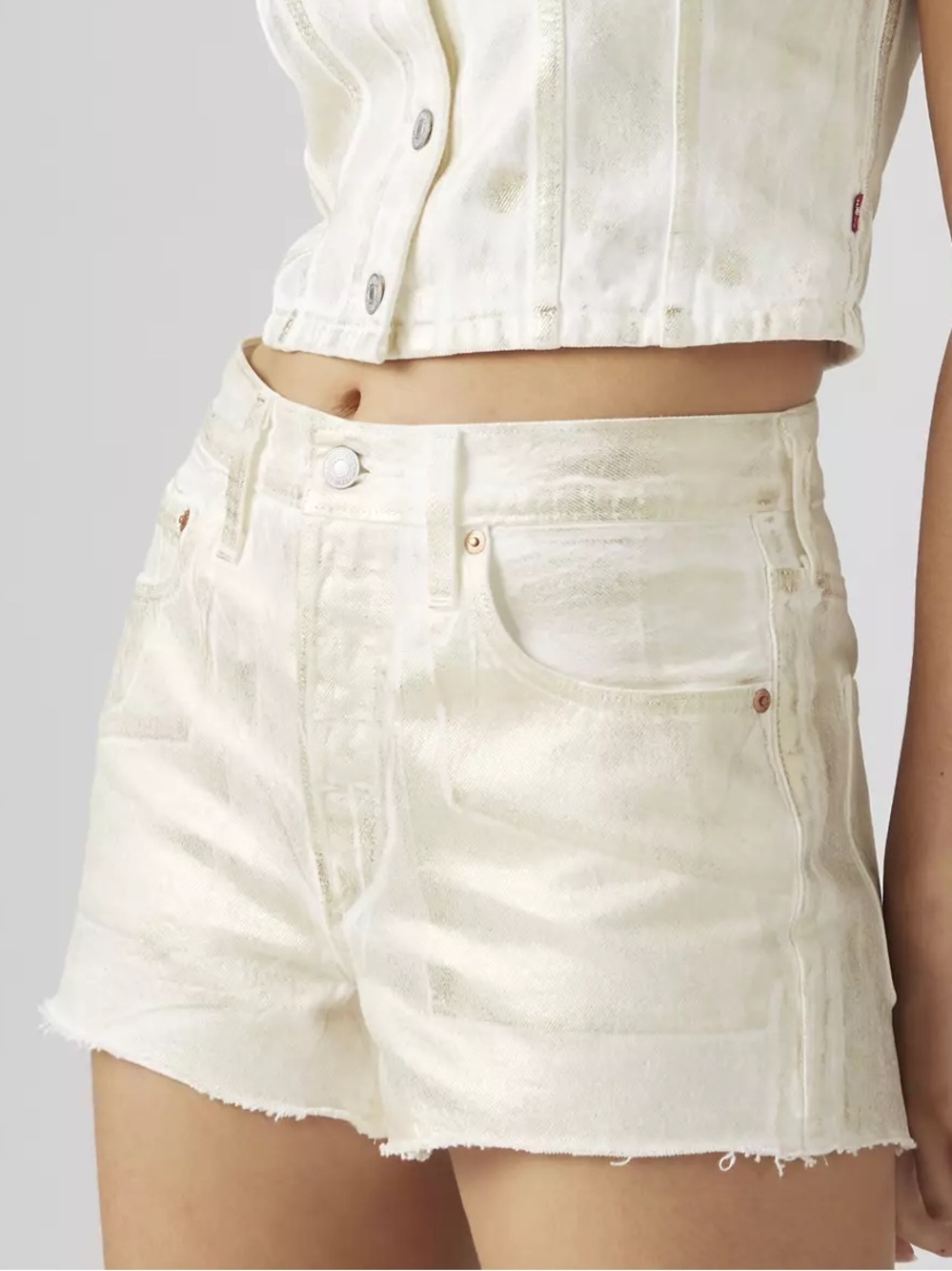Levi’s COATED 501® ORIGINAL FIT HIGH RISE WOMEN'S SHORTS. Color:Luminary - White